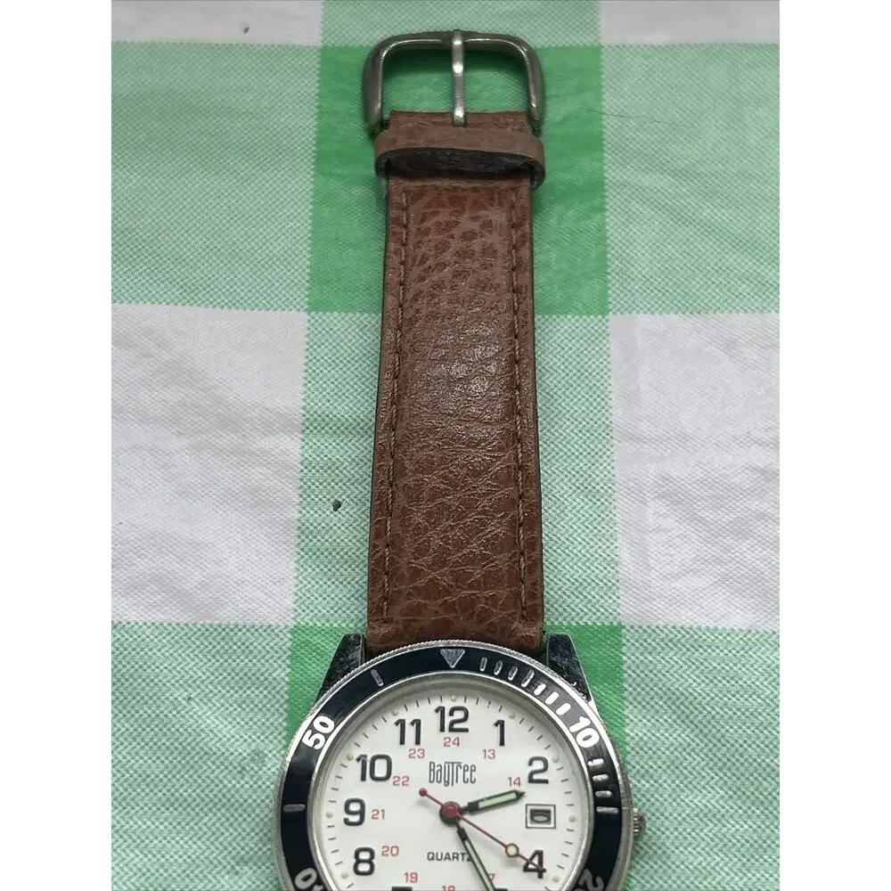 BayTree White Dial Black Bezel Womens Quartz Watch